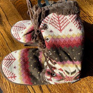Julie Lace-Up Slipper Boots with Faux Fur